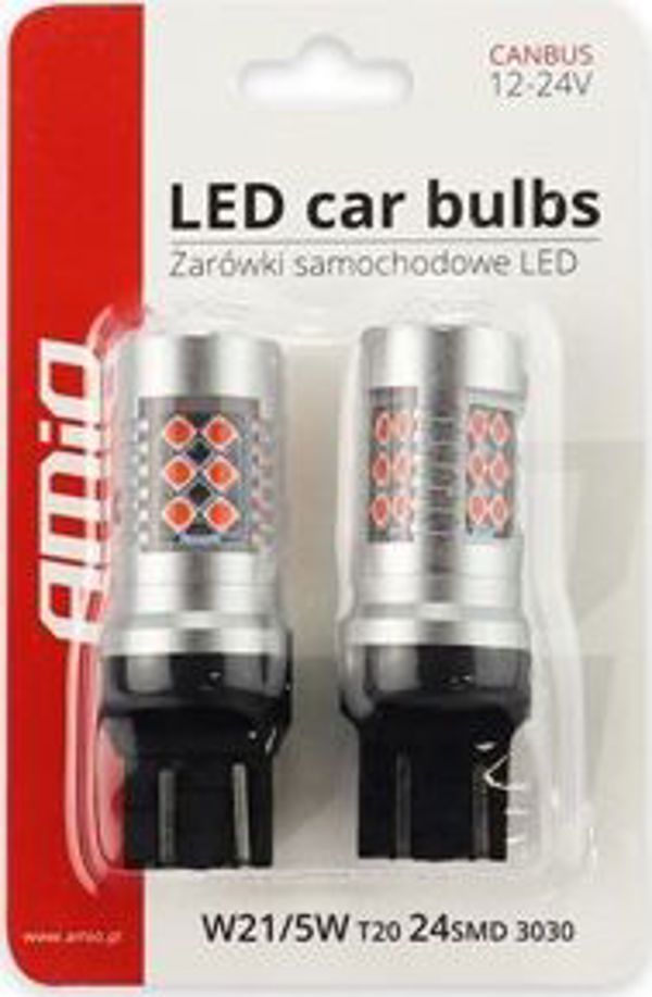 AMiO Zarowki LED W21/5W T20q 12/24V 6.2W 24xSMD 3030