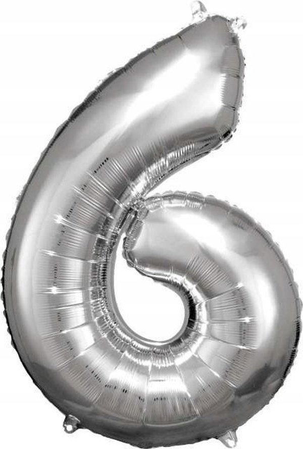 AMSCAN Μπαλόνι foil Μεγάλος αριθμός 6 ασημί 60x86cm N34 συσκευασμένο 9906291