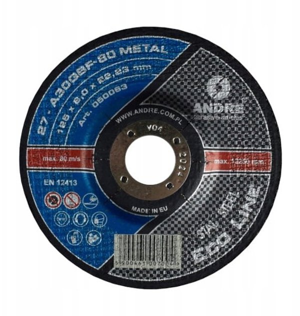 ANDRE TARCZA DO SZLIFOWANIA METALU 125 x 6,0mm METAL ECO LINE A30QBF