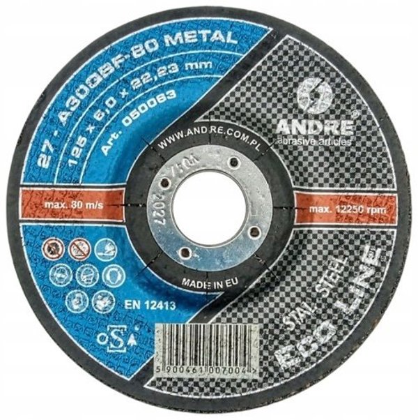 ANDRE TARCZA DO SZLIFOWANIA METALU 125 x 6,0mm METAL ECO LINE A30QBF