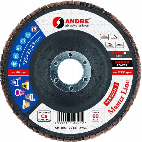 ANDRE Λειαντικός Δίσκος Φύλλων 125mm P60 Κεραμικός MASTER LINE Έκδοση III