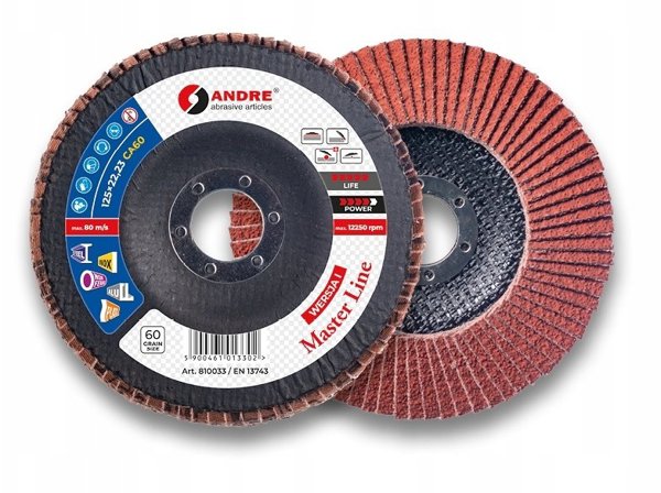 ANDRE φτερωτός τροχός σμυριδόλιθος 125mm P120 ζιρκονιο PRO LINE έκδοση IV