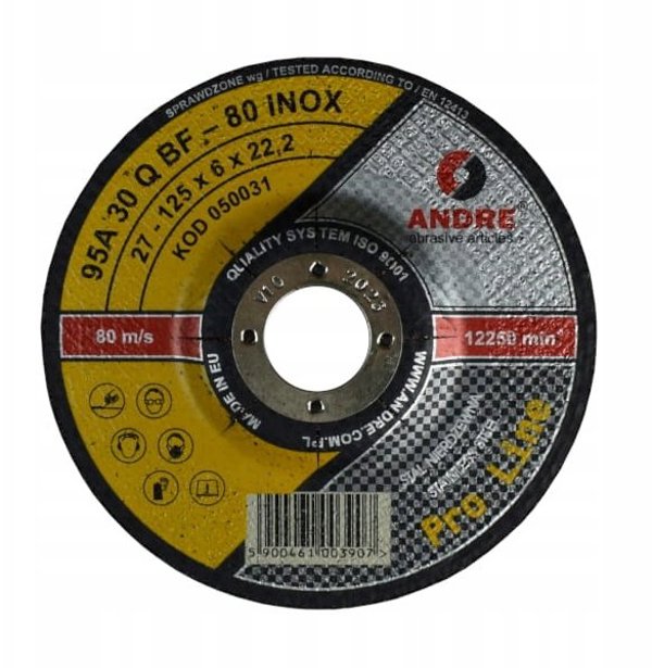 ANDRE TARCZA DO SZLIFOWANIA METALU 125 x 6,0mm INOX PRO LINE 95A30QBF