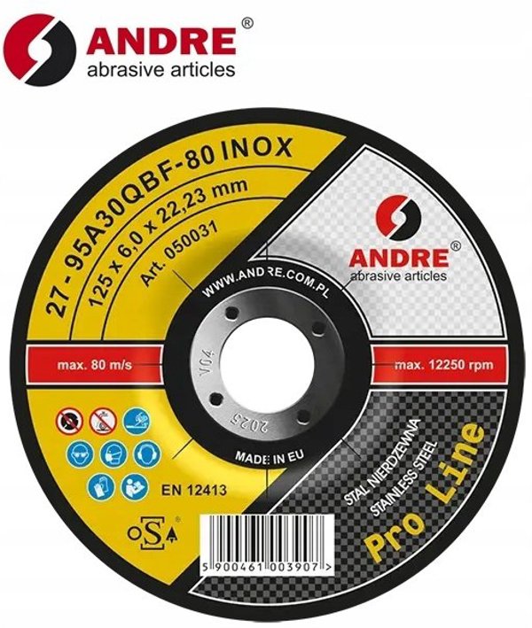 ANDRE TARCZA DO SZLIFOWANIA METALU 125 x 6,0mm INOX PRO LINE 95A30QBF