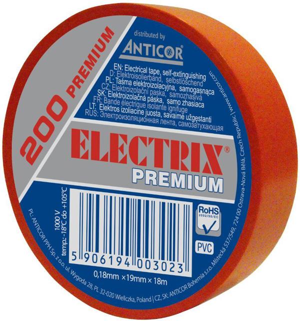 Anticor Ηλεκτρομονωτική ταινία ELECTRIX 200 PREMIUM 19mm 18m κόκκινη
