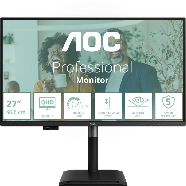 AOC Q27P4CV 27inch IPS QHD 120Hz 4ms HDMI 2.0 DP USB C DP Alt Mode PD 96W HAS