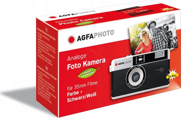 AgfaPhoto Αναλογική Επαναχρησιμοποιούμενη Κάμερα 35mm με Φλας, 31mm Φακός, Μαύρη