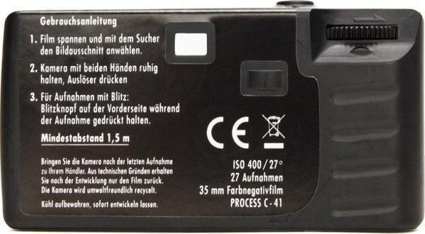 Aparat cyfrowy keine Marke Single use Camera Flash 400 27 I mog di black
