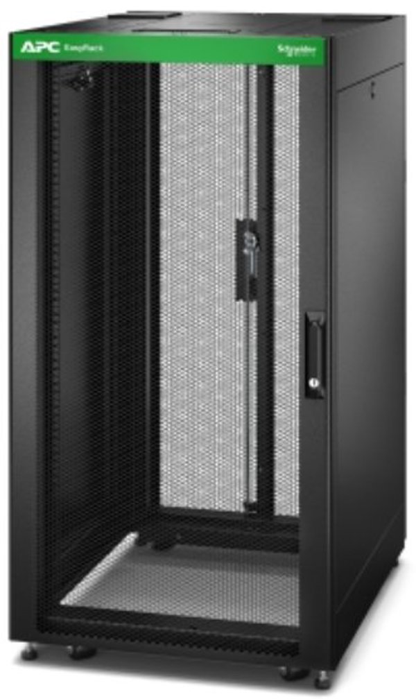 APC Easy Rack 600mm/24U/800mm with Roof Side panel castors feet and 4 Brackets No Bottom black