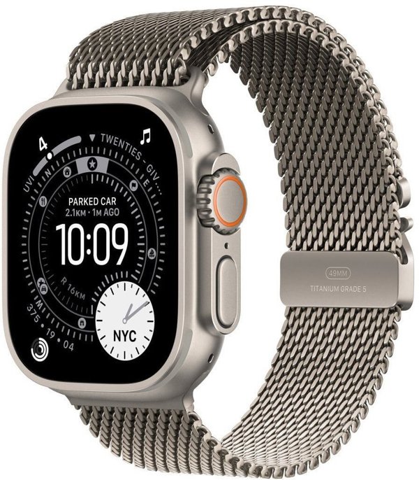 Smartwatch Apple Watch Ultra 3 GPS + Cellular 49mm Natural Titanium Case with Natural Titanium Milanese Loop - Small