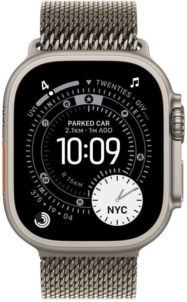 Smartwatch Apple Watch Ultra 3 GPS + Cellular 49mm Natural Titanium Case with Natural Titanium Milanese Loop - Small