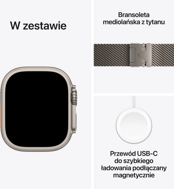 Smartwatch Apple Watch Ultra 3 GPS + Cellular 49mm Natural Titanium Case with Natural Titanium Milanese Loop - Small