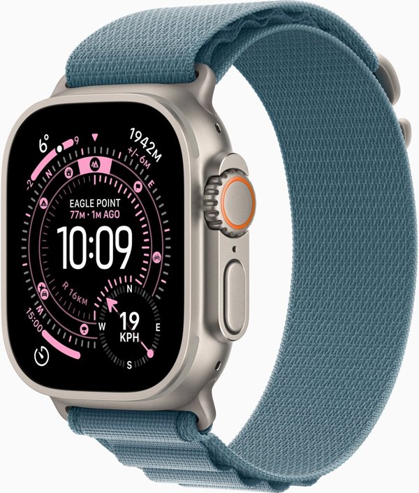 Apple Watch Ultra 3 GPS + Cellular 49mm Natural Titanium Case with Light Blue Alpine Loop - Medium,Model A3281