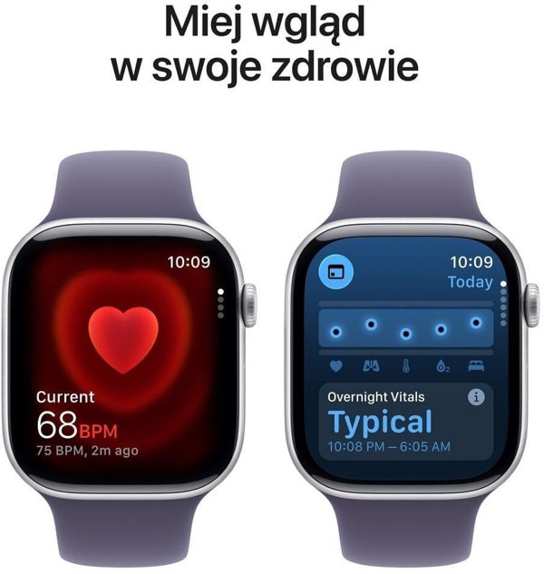 Apple Watch Series 11 GPS + Cellular, 42mm, Αλουμίνιο, Ασημί, Sport Band (M/L) - Μωβ Χρώμα