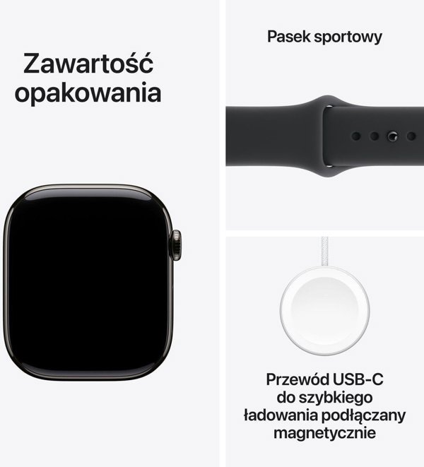 Apple Watch Series 11 OLED 42 mm Cyfrowy 374 x 446 px Ekran dotykowy 5G Tytan Wi-Fi GPS