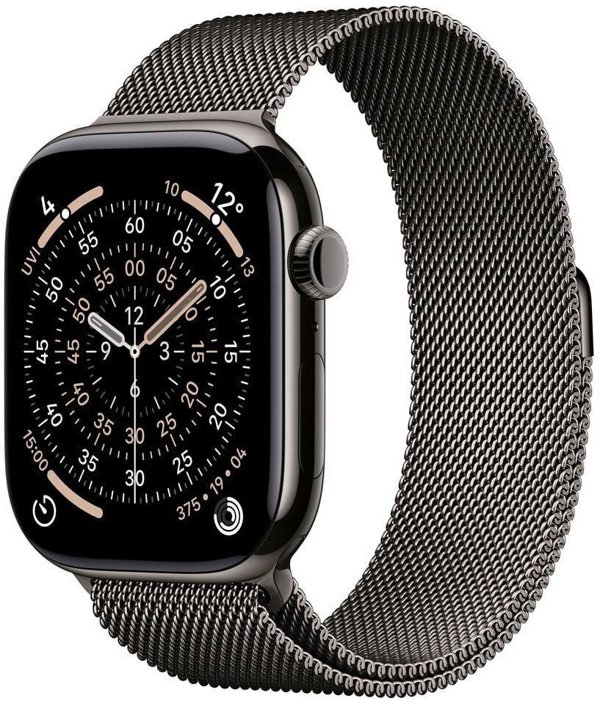 Apple Watch Series 11 GPS + Cellular 42mm Slate Titanium Case with Slate Milanese Loop