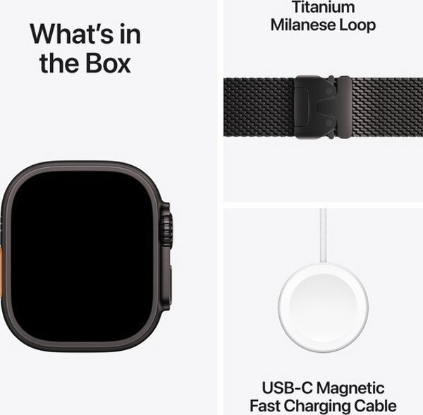 APPLE Watch Ultra 2, GPS + Cellular 49mm Black Titanium Case with Black Titanium Milanese Loop - M