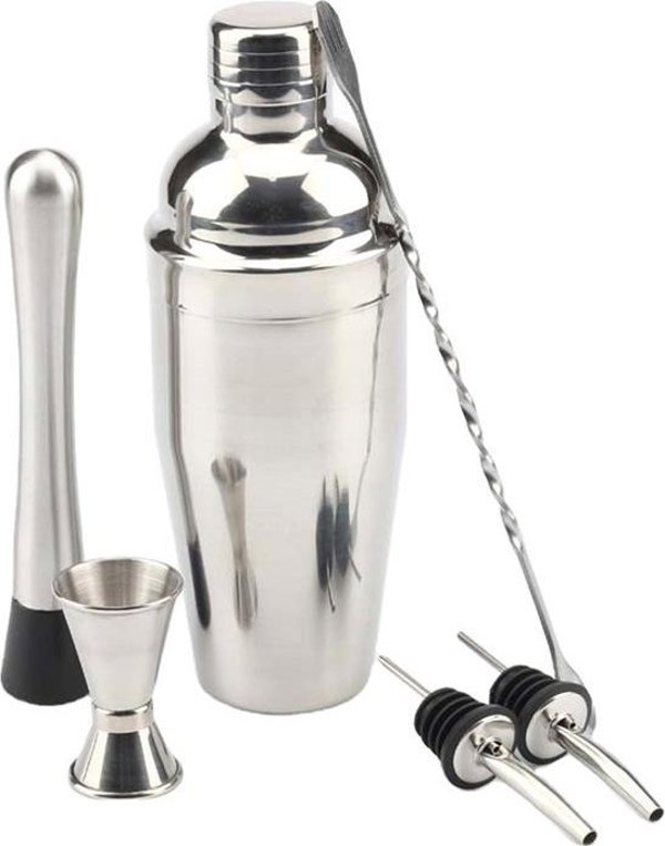 Apte ΣΕΤ ΜΠΑΡΜΑΝ 6 τεμαχίων Shaker jJigger Miarka ασημί AG818