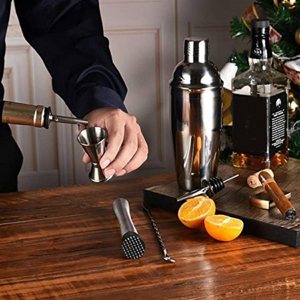 Apte ΣΕΤ ΜΠΑΡΜΑΝ 6 τεμαχίων Shaker jJigger Miarka ασημί AG818