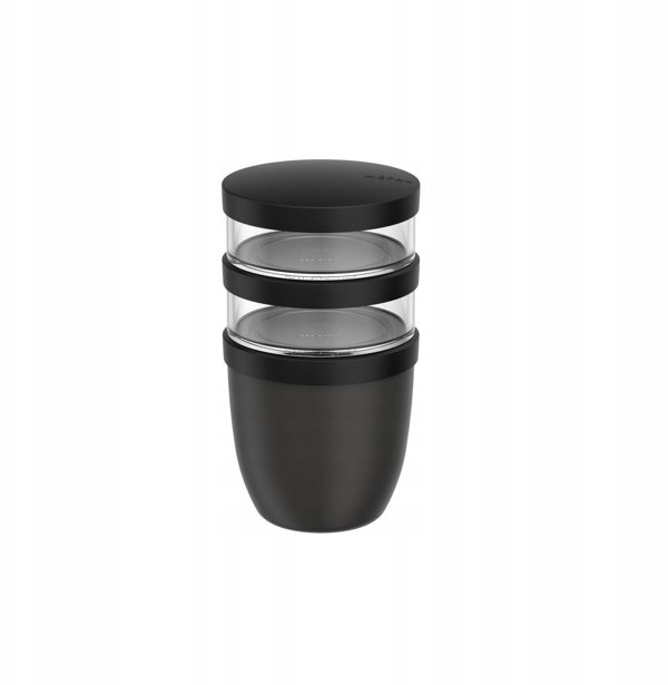 Aptel Lunchpot Ellipse Φαγητοδοχείο Nordic Black 900ml (500+200+200ml)