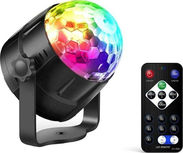 Aptel Δισκοτέκ Μπάλα LED RGB Disco με Αισθητήρα Ήχου + Τηλεχειριστήριο ZS48