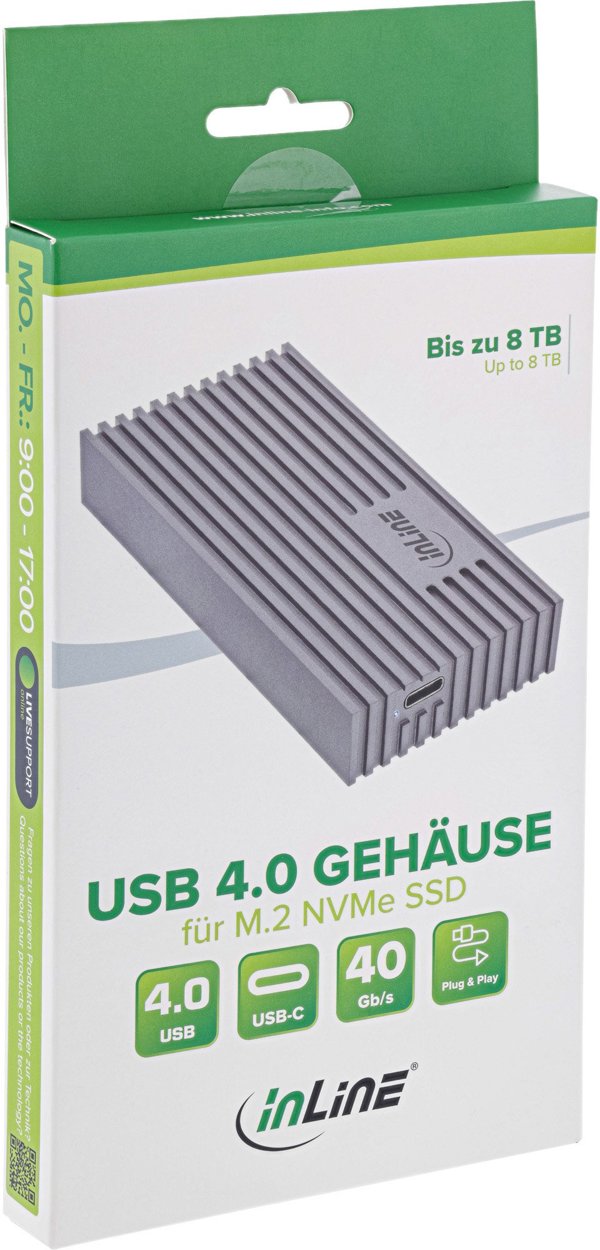 Aptel InLine SSD Enclosure USB4, M.2 NVMe σε USB-C, 40 Gb/s, Αλουμίνιο, Συμβατό με Thunderbolt 3/4, Υποστήριξη 8 TB