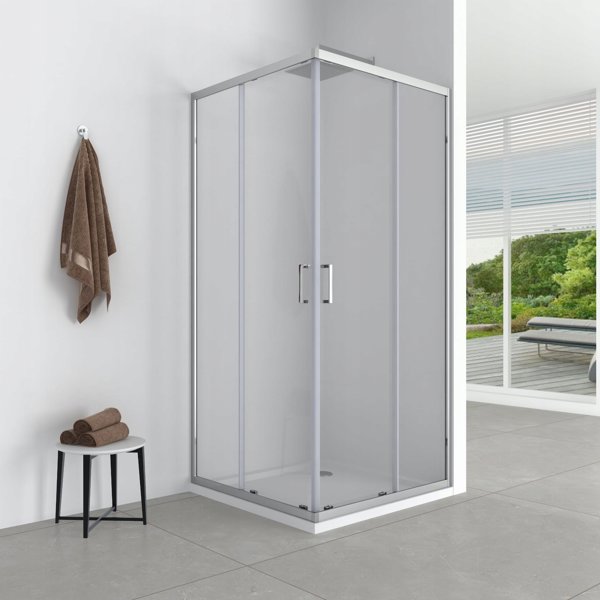 AQUAFORM AZUL Καμπίνα Ντουζιέρας Τετράγωνη 80x185cm Χρώμιο, Γυαλί Καθαρό 5mm Easy Clean