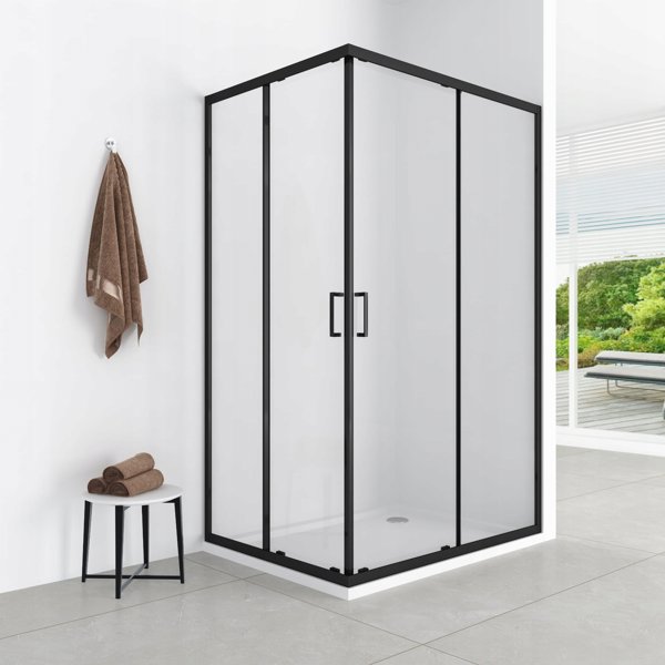 AQUAFORM AZUL Καμπίνα Ντουζιέρας Ορθογώνια 120x90x185cm Μαύρη Ματ, Γυαλί Καθαρό 5mm Easy Clean