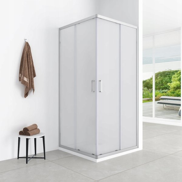 AQUAFORM AZUL Καμπίνα Ντουζιέρας Τετράγωνη 80x185cm Χρώμιο, Φθοριούχο Γυαλί Fabric 5mm Easy Clean