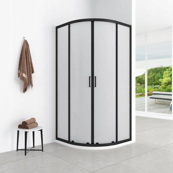 AQUAFORM AZUL καμπίνα ημικυκλική 90x185cm μαύρη ματ με παγωμένο γυαλί Fabric 5mm Easy Clean
