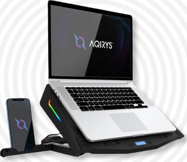 AQIRYS Pluto Βάση Ψύξης Για Laptop, Ρυθμιζόμενη Με Φωτισμό RGB