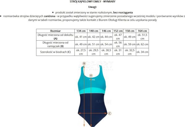 Aqua-Speed Παιδικό μαγιό EMILY μαύρο Μέγεθος 140