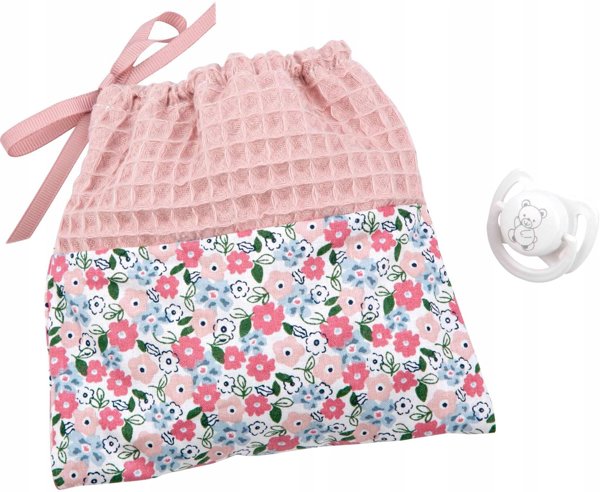 Arias realistiška lėlytė mergaitė 30 cm, su čiulptuku, rožine kepuryte, maudoma