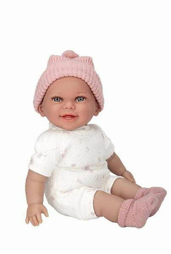 Arias realistiška kūdikio lėlė su garsu ir čiulptuku, 34 cm, rožinė kepurytė