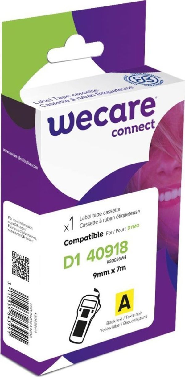 Armor WECARE Ταινία ARMOR για DYMO S0720730, μαύρο/κίτρινο, 9mm x 7m