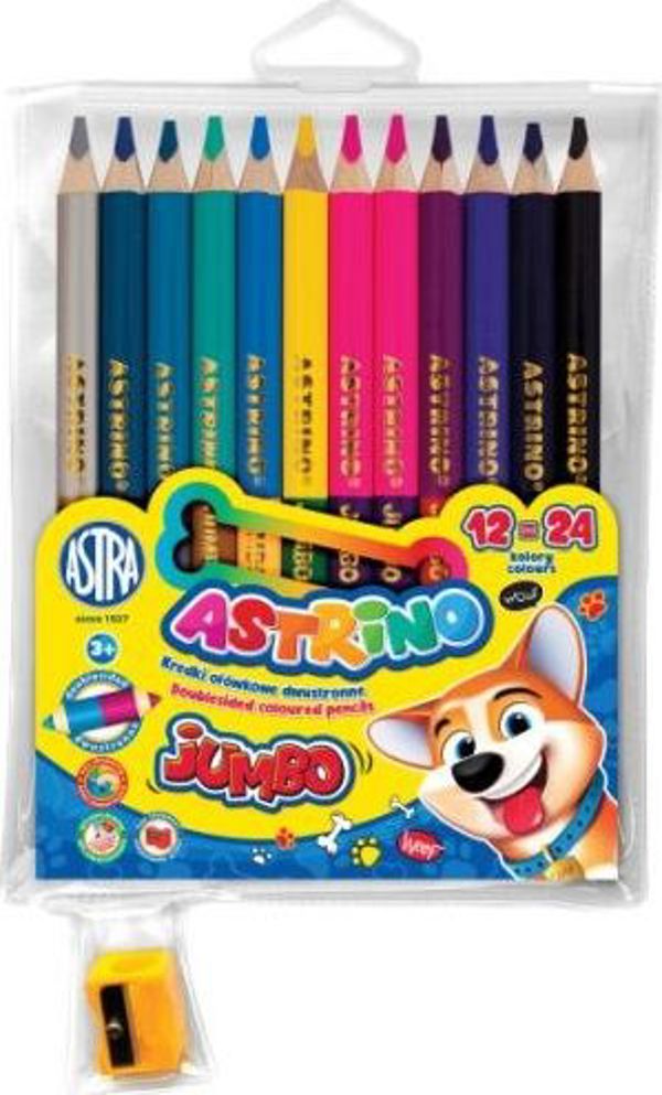 Astra TARGI Κηρομπογιές Astrino Jumbo Στρογγυλές, 24 Χρώματα, με Ξύστρα