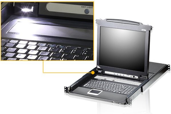 ATEN CL5708M DE KVM-Switch 8-Port 17"-LCD Single Rail (PS/2-USB VGA) DE-Layout