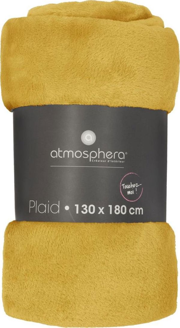 Atmosphera Κουβέρτα Φανελένια 130x180 cm Κίτρινη