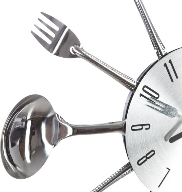 Atmosphera Ρολόι Τοίχου Cutlery Μεταλλικό Ασημί, Μοντέρνο Design, Διάμετρος 38 cm