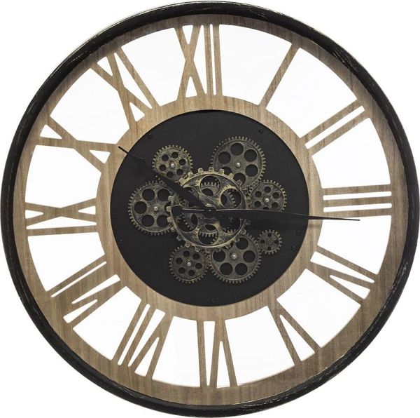 Ρολόι Τοίχου Atmosphera Meca 57 cm Μεταλλικό σε Στυλ Loft, Μαύρο