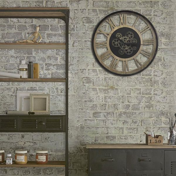 Ρολόι Τοίχου Atmosphera Meca 57 cm Μεταλλικό σε Στυλ Loft, Μαύρο