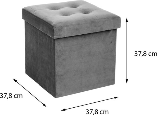 Πουφ Atmosphera Adaline Grey Καπιτονέ με Αποθηκευτικό Χώρο 38x38 cm Γκρι