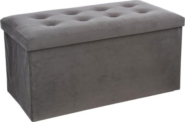 Πουφ Αποθήκευσης Atmosphera Adaline Grey Καπιτονέ, Γκρι, 76x38 cm