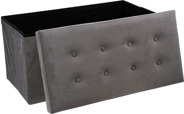 Πουφ Αποθήκευσης Atmosphera Adaline Grey Καπιτονέ, Γκρι, 76x38 cm