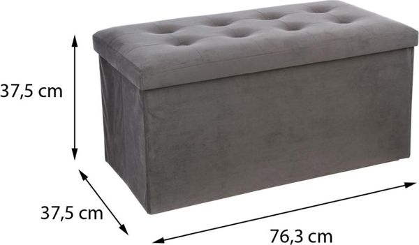 Πουφ Αποθήκευσης Atmosphera Adaline Grey Καπιτονέ, Γκρι, 76x38 cm