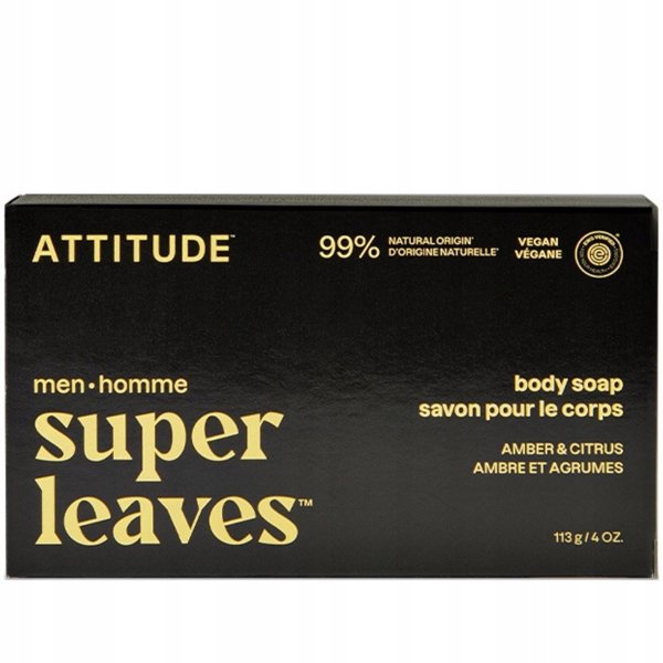 Attitude Super Leaves Men Σαπούνι Σε Μπάρα, Άρωμα Κεχριμπάρι & Εσπεριδοειδή, 113g