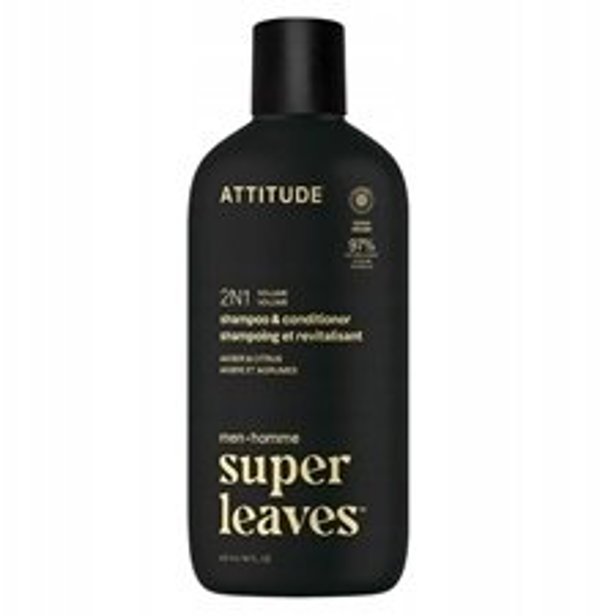 Attitude Super Leaves Men Σαμπουάν & Μαλακτικό 2σε1, Άρωμα Κεχριμπάρι & Εσπεριδοειδή, για Όγκο, 415ml