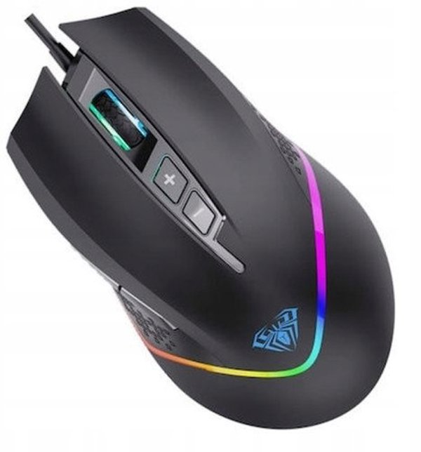 Aula F805 Multi-krāsu apgaismojuma Vada Spēļu Optiskā pele 7 pogas 800-6400dpi 4000FPS 32ips Melna