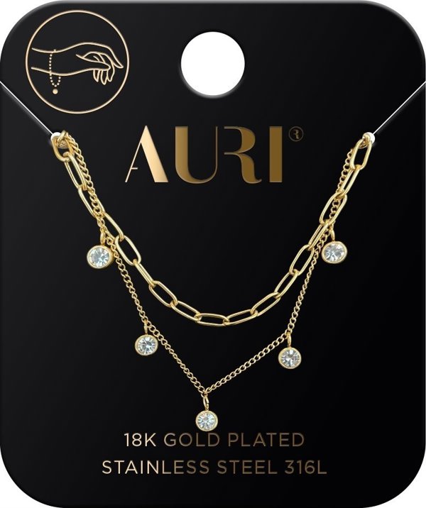 Σετ AURI Επιχρυσωμένο βραχιόλι Κλιπ + Επίχρυσο βραχιόλι Κυβικά ζιργκόν