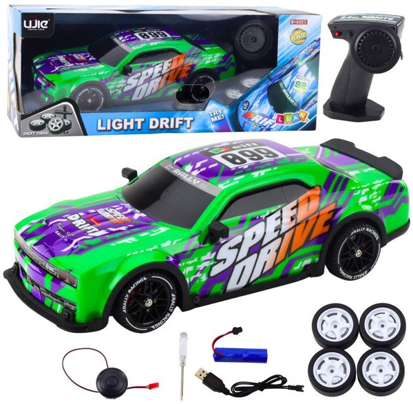 LeanToys Τηλεκατευθυνόμενο Αθλητικό Αυτοκίνητο RC, Drift, Με Φωτιζόμενο Αμάξωμα, Πράσινο